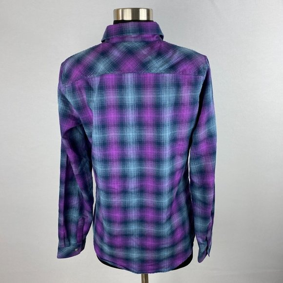 Eddie Bauer Purple Blue Shadow Plaid Long Sleeve Button Front Shirt Women's S - Picture 3 of 4